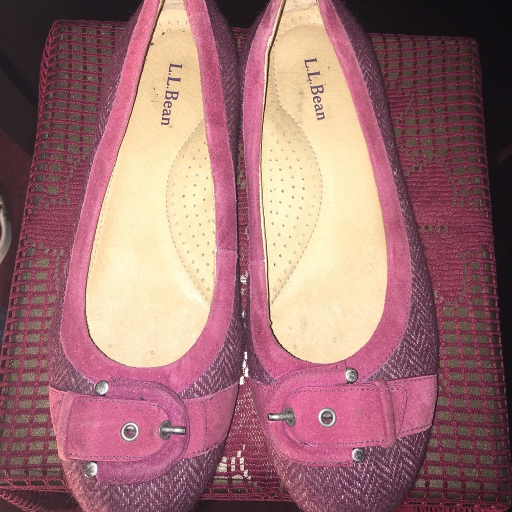 L.L. Bean pink/mauve/maroon tweed ballet flats